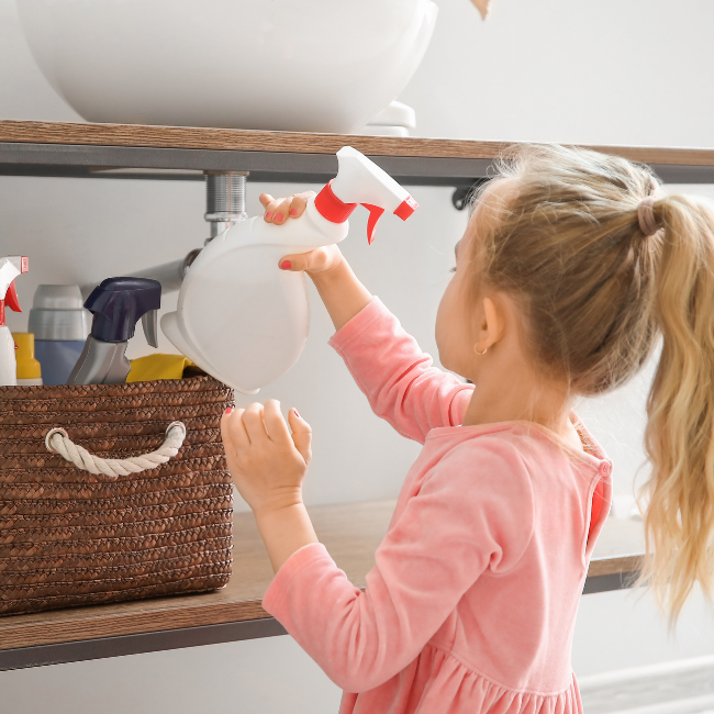 Kid taking cleaner sq Kid taking cleaner sq