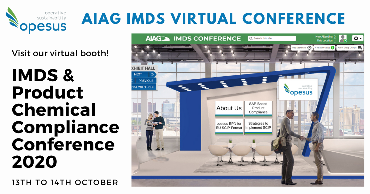 opesus virtual booth at the AIAG IMDS & Product Compliance Conference 2020
